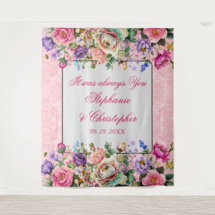 Tenture Mariage aux Roses Aquarelles Romantiques