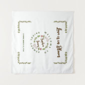 Tenture Mariage avec feuilles vertes et fleurs roses (Devant (Horizontal))