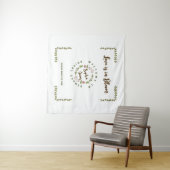 Tenture Mariage avec feuilles vertes et fleurs roses (En situation (horizontale))