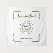 Tenture Mariage avec Fleurs Roses et Feuilles Vertes (Devant)