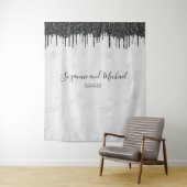 Tenture Mariage avec gouttes de paillettes en marbre noir (En situation)