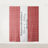 Tenture Mariage Barbeque à Motif Gingham Rouge et Blanc (Devant)