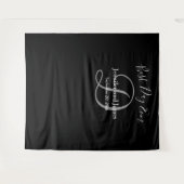 Tenture Mariage Black Grey D Monogramme Nom du mât photo (Devant (Horizontal))