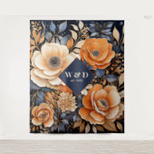 Tenture Mariage bleu marine, orange brûlé et champagne (Devant)