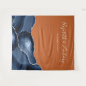 Tenture Mariage Bleu Nuit Argent Agate Orange Brûlé (Devant (Horizontal))