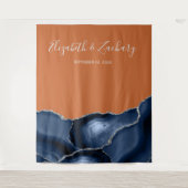 Tenture Mariage Bleu Nuit Argent Agate Orange Brûlé (Devant)