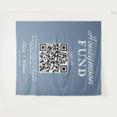 Tenture Mariage Bleu Poussiéreux | Code QR du Fonds de Lun (Devant (Horizontal))