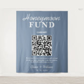 Tenture Mariage Bleu Poussiéreux | Code QR du Fonds de Lun (Devant)