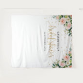 Tenture Mariage bohème rose blush fleurs roses douche (Devant (Horizontal))