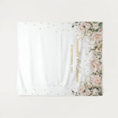 Tenture Mariage bohème rose poudré floral or feuilles mari (Devant (Horizontal))