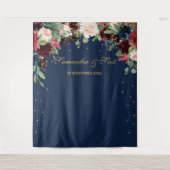 Tenture Mariage boho bleu bordeaux et bleu marine (Devant)