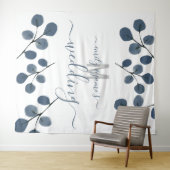 Tenture Mariage Botanique Eucalyptus Bleu Aquarelle (En situation (horizontale))