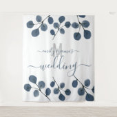 Tenture Mariage Botanique Eucalyptus Bleu Aquarelle (Devant)