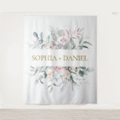 Tenture Mariage botanique eucalyptus floral rose tendre  (Devant)