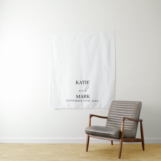 Tenture Mariage Calligraphie noir blanc Table Runner (En situation)