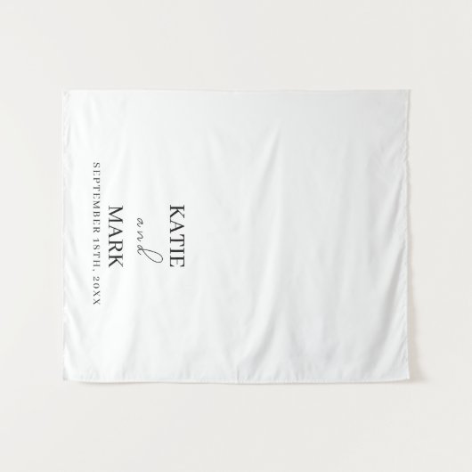 Tenture Mariage Calligraphie noir blanc Table Runner (Devant (Horizontal))