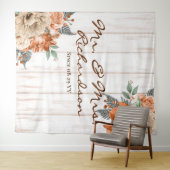 Tenture Mariage Champêtre Blanc Fleurs Orange Bois de Gran (En situation (horizontale))