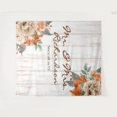 Tenture Mariage Champêtre Blanc Fleurs Orange Bois de Gran (Devant (Horizontal))