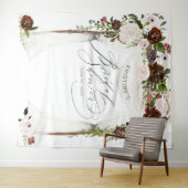 Tenture Mariage Champêtre Rose Bourguignon Foncé Fleurs Ro (En situation (horizontale))