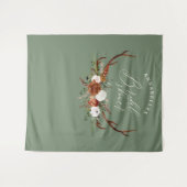 Tenture Mariage champêtre vert sauge avec décoration flora (Devant (Horizontal))