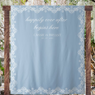 Tenture Mariage chic bleu et blanc Fairytale