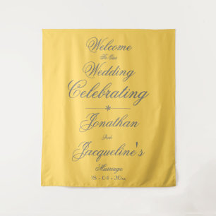 Tenture Mariage Chic Jaune Ensoleillé Bienvenue Écriture N