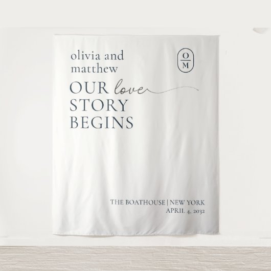 Tenture Mariage Chic Minimaliste Monogramme (Devant)