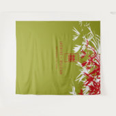 Tenture Mariage chinois Feuille en bambou vert et rouge (Devant (Horizontal))