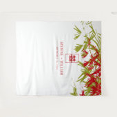 Tenture Mariage chinois Feuille en bambou vert et rouge (Devant (Horizontal))