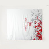 Tenture Mariage chinois Feuille gris et rouge bambou arriè (Devant (Horizontal))