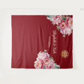 Tenture Mariage chinois Peony Cream Bienvenue (Devant (Horizontal))
