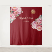 Tenture Mariage chinois Peony Cream Bienvenue (Devant)