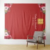 Tenture Mariage chinois rose rouge photo arrière-plan (En situation (horizontale))