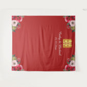 Tenture Mariage chinois rose rouge photo arrière-plan (Devant (Horizontal))