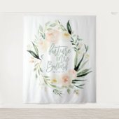 Tenture Mariage civil avec fleurs aquarelles vertes et pêc (Devant)