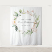 Tenture Mariage Civil Robe Rose Floral Or Géométrique (Devant)