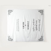 Tenture Mariage Classique Monogramme à Bordure Élégante (Devant (Horizontal))