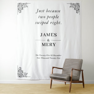 Tenture Mariage Classique Monogramme Bordure Élégante