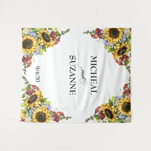 Tenture Mariage Contexte Tournesol Fleur Bourgogne (Devant (Horizontal))