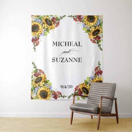 Tenture Mariage Contexte Tournesol Fleur Bourgogne (En situation)
