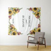 Tenture Mariage Contexte Tournesol Fleur Bourgogne (En situation (horizontale))