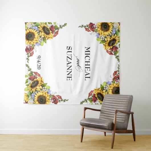 Tenture Mariage Contexte Tournesol Fleur Bourgogne (En situation (horizontale))