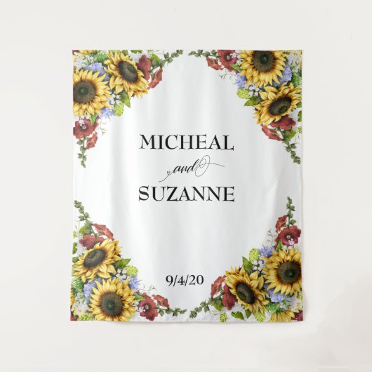 Tenture Mariage Contexte Tournesol Fleur Bourgogne (Devant)