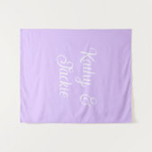 Tenture Mariage couple rétro pastel violet nom stylé na (Devant (Horizontal))