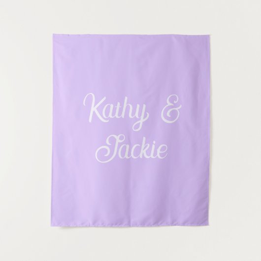Tenture Mariage couple rétro pastel violet nom stylé na (Devant)