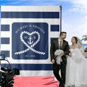 Tenture Mariage d'Ancre du coeur en corde bleue marine