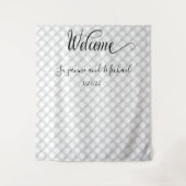 Tenture Mariage d'apparence de tissu de perle blanc courbé (Devant)