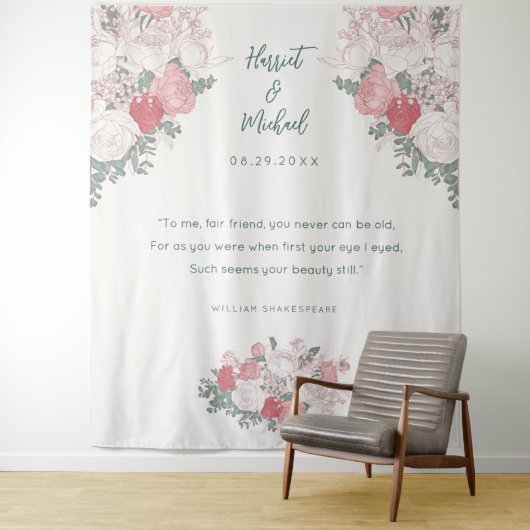 Tenture Mariage d'aquarelle florale moderne (En situation)