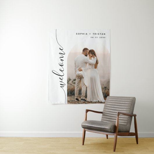 Tenture Mariage d'arc photo de script vertical (En situation)