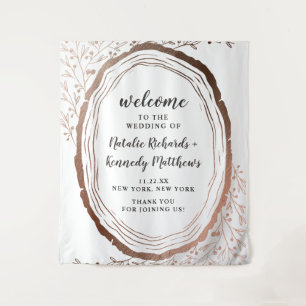 Tenture Mariage d'automne de bienvenue en feuille de cuivr